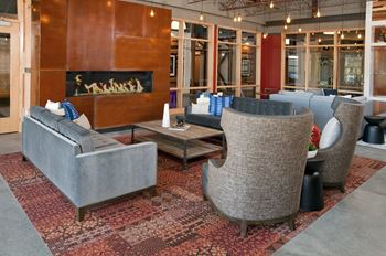 Clubroom with fireplace